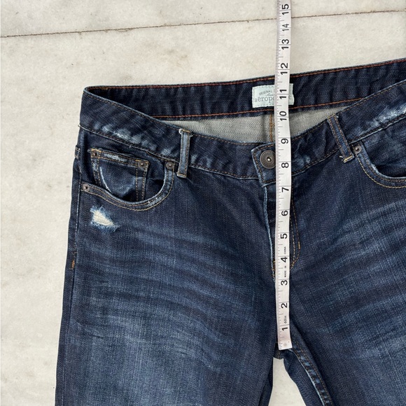Y2K Aeropostale Jeans Chelsea Bootcut Low Rise Dark Wash Distressed Women 11/12 - Picture 6 of 9